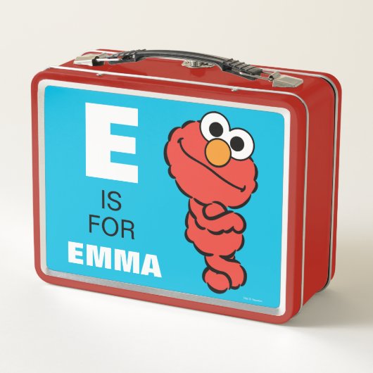 Lunch Box E est pour Elmo | Ajouter Votre Nom (Dos)