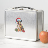 Lunch Box Éclairage de Noël Chapeau frontière Terrier Chien (En situation)