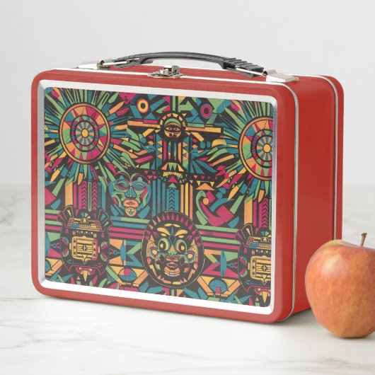 Lunch Box Eco-Friendly Red "Eclipsed Suns and Pyramids" Enfa (En situation)