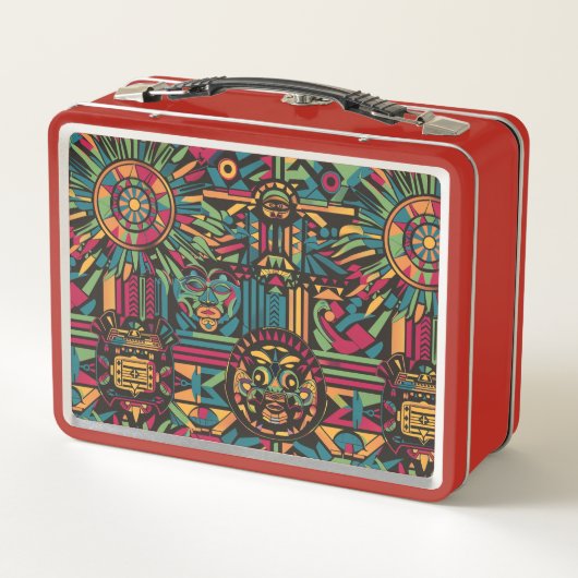 Lunch Box Eco-Friendly Red "Eclipsed Suns and Pyramids" Enfa (Dos)
