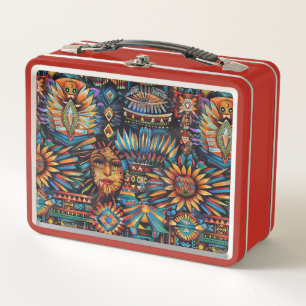 Lunch Box Eco-Friendly Rouge "Tapisserie pré-colombienne" Lu