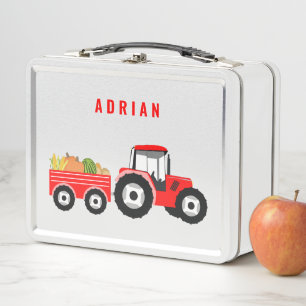 Lunch Box École de camionnette de camion de tracteur rouge p