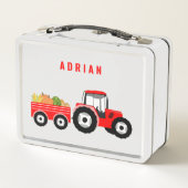 Lunch Box École de camionnette de camion de tracteur rouge p (Dos)