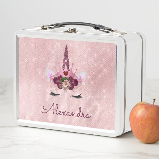 Lunch Box École de monogramme rose rose pâle (En situation)