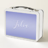 Lunch Box Écriture cursive éditable | Violet blanc et violet (Dos)