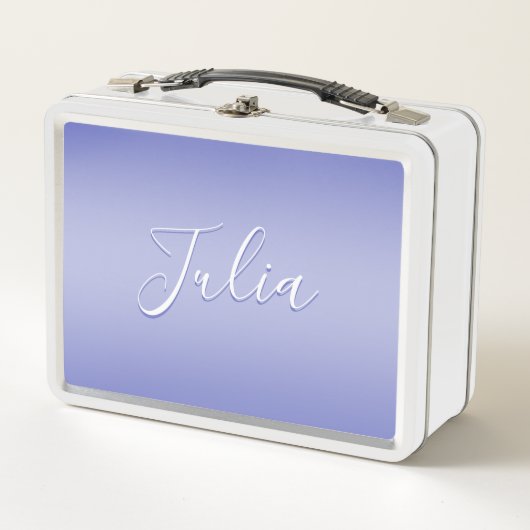 Lunch Box Écriture cursive éditable | Violet blanc et violet (Devant)