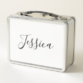 Lunch Box Écriture cursive modifiable | Violet blanc et viol (Dos)