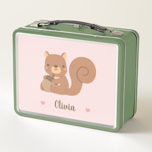 Lunch Box Écureuil mignon Avec Filles Acorn Personnalisé (Dos)