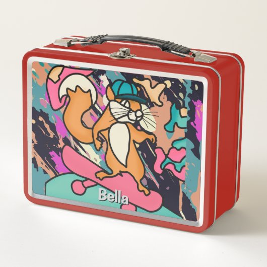 Lunch Box Écureuil rétro de rue sur skateboard | Drôle (Devant)
