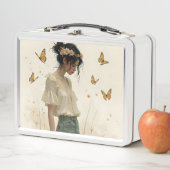 Lunch Box Élégance Douce dans une Danse de Papillon (En situation)