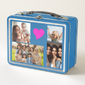 Lunch Box Élégant 10 Photos de Famille, Coeurs Rose violet, (Devant)