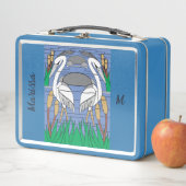 Lunch Box Elégant Aquarelle Cygnes Nature Verdure Graphique (En situation)