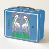Lunch Box Elégant Aquarelle Cygnes Nature Verdure Graphique (Devant)