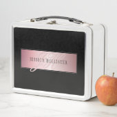 Lunch Box Elégant Blush Faux Rose Gold | Nom et initiales (En situation)