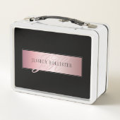 Lunch Box Elégant Blush Faux Rose Gold | Nom et initiales (Dos)