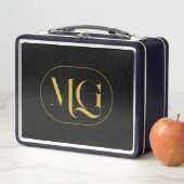 Lunch Box Elegant Custom Monogram Black (En situation)