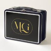 Lunch Box Elegant Custom Monogram Black (Devant)