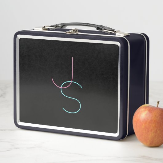 Lunch Box Élégant Éditable Deux Initiales D'Apparence Modern (En situation)