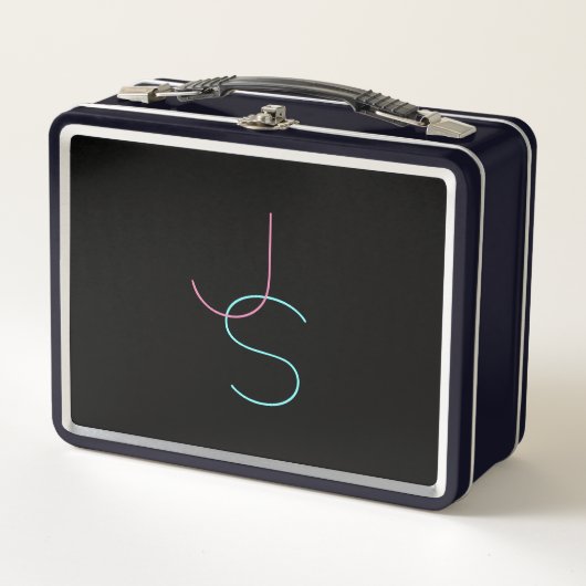 Lunch Box Élégant Éditable Deux Initiales D'Apparence Modern (Devant)