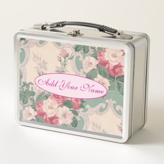 Lunch Box Élégant Floral Moderne Ajouter Votre Texte (Devant)