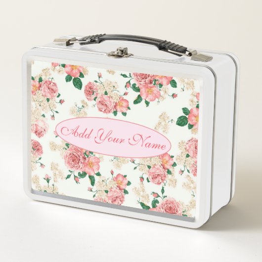 Lunch Box Élégant Floral Moderne Ajouter Votre Texte (Devant)