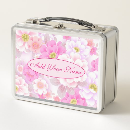 Lunch Box Élégant Floral Moderne Ajouter Votre Texte (Devant)