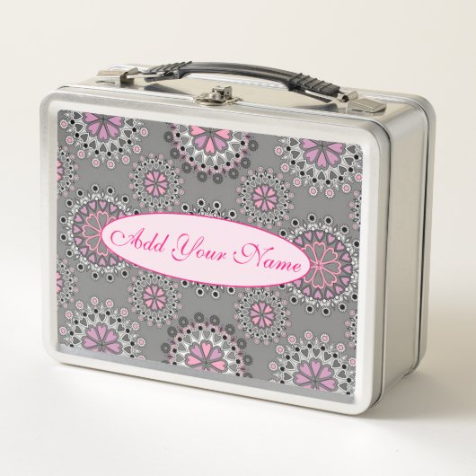 Lunch Box Élégant Floral Moderne Ajouter Votre Texte (Devant)