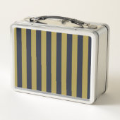 Lunch Box Elégant Gold & Navy Blue Vertical Stripes (Dos)