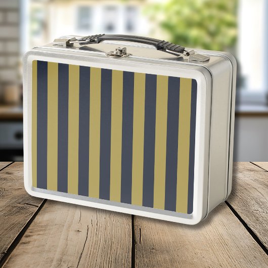 Lunch Box Elégant Gold & Navy Blue Vertical Stripes