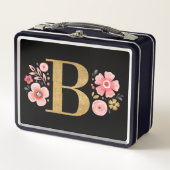 Lunch Box Élégant Monogramme floral rose (Devant)