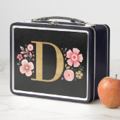 Lunch Box Élégant Monogramme floral rose (En situation)