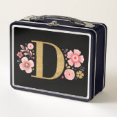 Lunch Box Élégant Monogramme floral rose (Devant)
