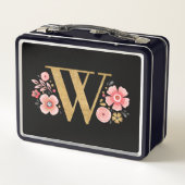 Lunch Box Élégant Monogramme floral rose (Dos)