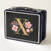 Lunch Box Élégant Monogramme floral rose (Dos)