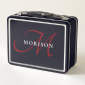 Lunch Box Élégant Monogramme moderne noir rouge (Dos)