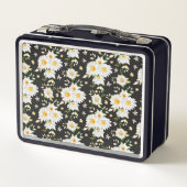 Lunch Box Élégant Monogramme noir et blanc Motif de margueri (Dos)