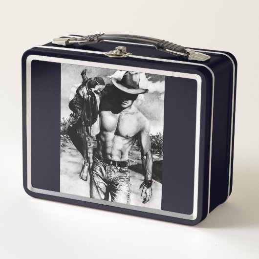 Lunch Box Élégant Monogramme Shirless robuste Cowboy noir (Devant)