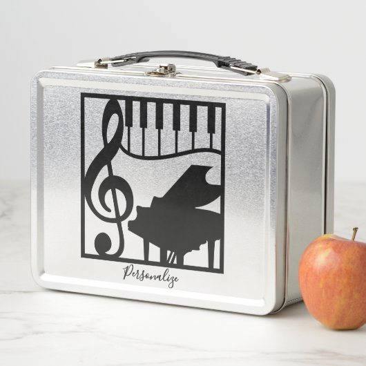 Lunch Box Elegant Music Piano Keyboard Clef Note Stylish (En situation)