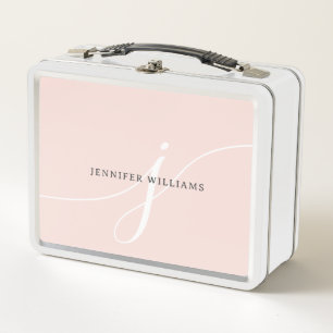 Lunch Box Élégant noir rose clair rose Monogramme