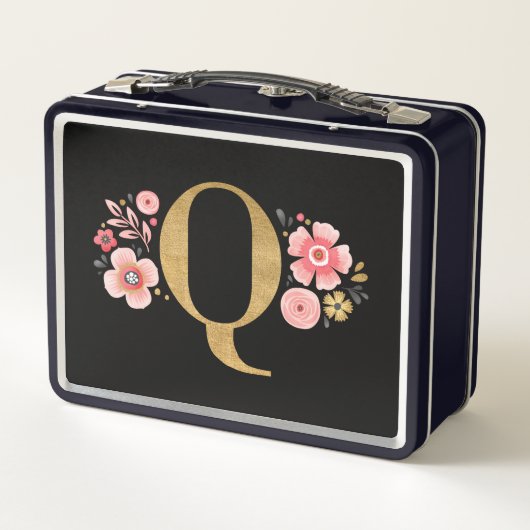 Lunch Box Élégante Fille rose noir floral (Dos)