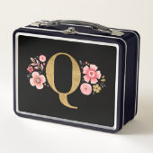 Lunch Box Élégante Fille rose noir floral (Devant)