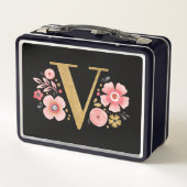 Lunch Box Élégante Fille rose noir floral (Dos)