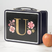 Lunch Box Élégante Fille rose noir floral (En situation)