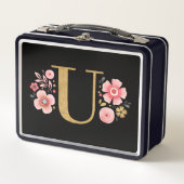 Lunch Box Élégante Fille rose noir floral (Devant)