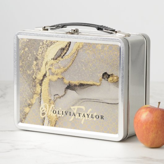 Lunch Box Élégante serviette de bain en marbre doré chic (En situation)