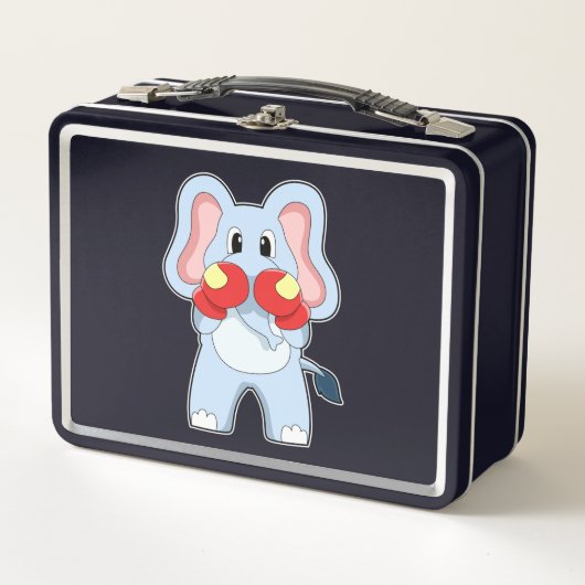 Lunch Box Eléphant à la boxe avec gants de boxe (Devant)