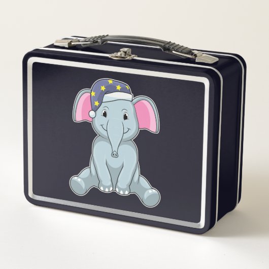 Lunch Box Eléphant au coucher avec casquette de nuit (Devant)