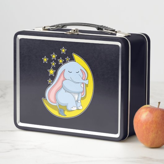 Lunch Box Eléphant avec lune et étoiles (En situation)
