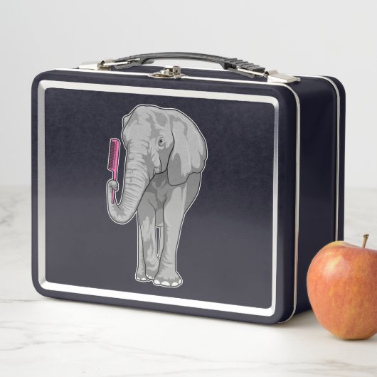 Lunch Box Elephant comme coiffeur avec peigne (En situation)