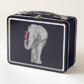 Lunch Box Elephant comme coiffeur avec peigne (Devant)